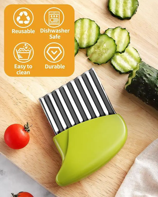 Alt view image 6 of 7 - Crinkle Cutter Stainless Steel Potato Carrot Chip Vegetable Crinkle Wavy Chopper Cutter French Fry Slicer