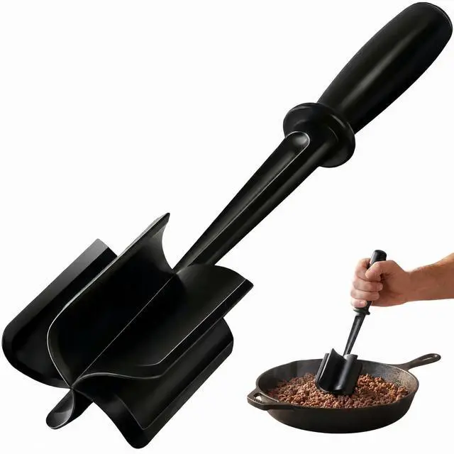 Main image of Meat Chopper, Premium Heat Resistant Meat Masher, 5 Blades Ground Beef Masher, Non Stick Hamburger Smasher, Nylon Potato Masher, Dishwasher Safe, Black