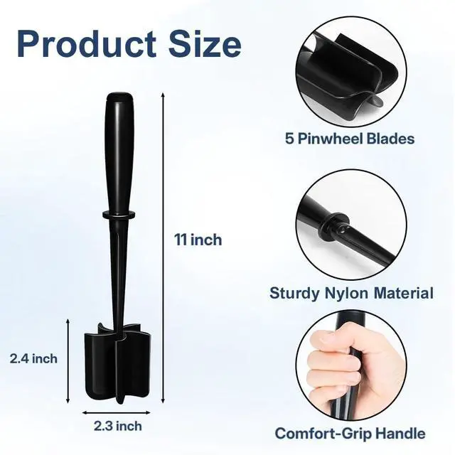 Alt view image 2 of 7 - Meat Chopper, Premium Heat Resistant Meat Masher, 5 Blades Ground Beef Masher, Non Stick Hamburger Smasher, Nylon Potato Masher, Dishwasher Safe, Black