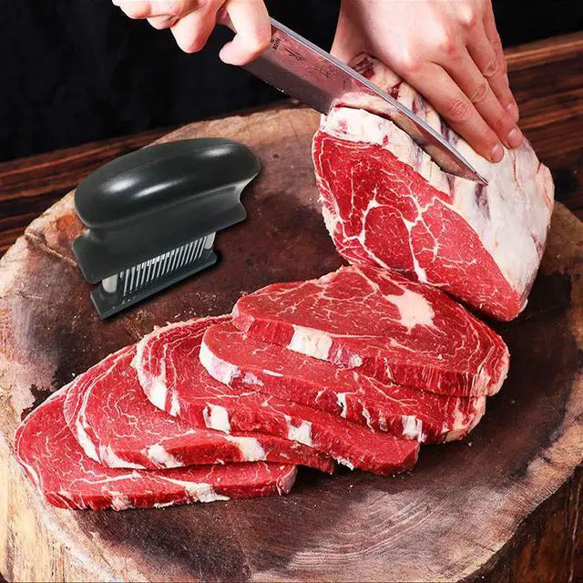 Alt view image 5 of 7 - Meat Tenderizer with 48 Stainless Steel Ultra Sharp Needle Blades Heavy Duty Cooking machine for Tenderizing Beef, Turkey, Chicken, Steak, Veal, Pork, Fish etc