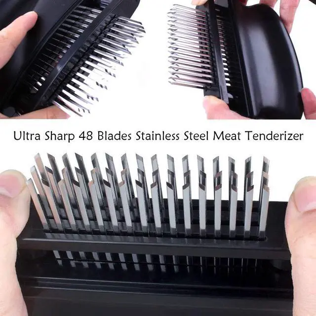 Alt view image 3 of 7 - Meat Tenderizer with 48 Stainless Steel Ultra Sharp Needle Blades Heavy Duty Cooking machine for Tenderizing Beef, Turkey, Chicken, Steak, Veal, Pork, Fish etc