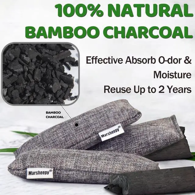 Alt view image 2 of 7 - 6 Pack Activated Charcoal Odor Absorber Bags, Shoe Deodorizer insert and Shoe Odor Remover, 100% Natural Shoes Smell RemoverShoe Odor Eliminatorr (60g X 6 PACK)
