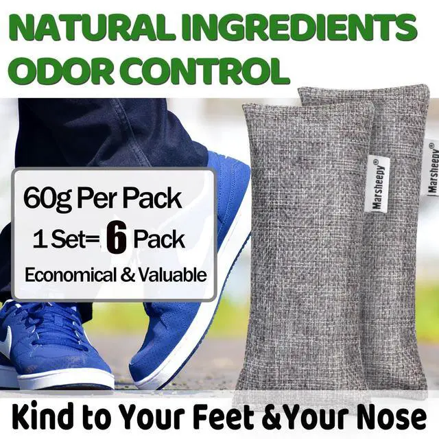 Alt view image 3 of 7 - 6 Pack Activated Charcoal Odor Absorber Bags, Shoe Deodorizer insert and Shoe Odor Remover, 100% Natural Shoes Smell RemoverShoe Odor Eliminatorr (60g X 6 PACK)