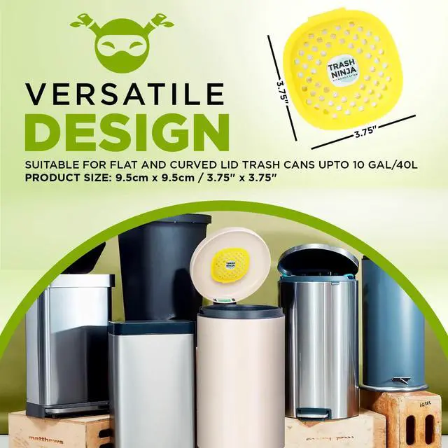 Alt view image 5 of 7 - Trash Ninja Trash Odor Eliminator Long-Lasting Citrus Scent Deodorizer with Activated Charcoal, Stick-On Freshener for Garbage Can, Fridge, Bathroom, Kitchen, and Diaper Pail Odors