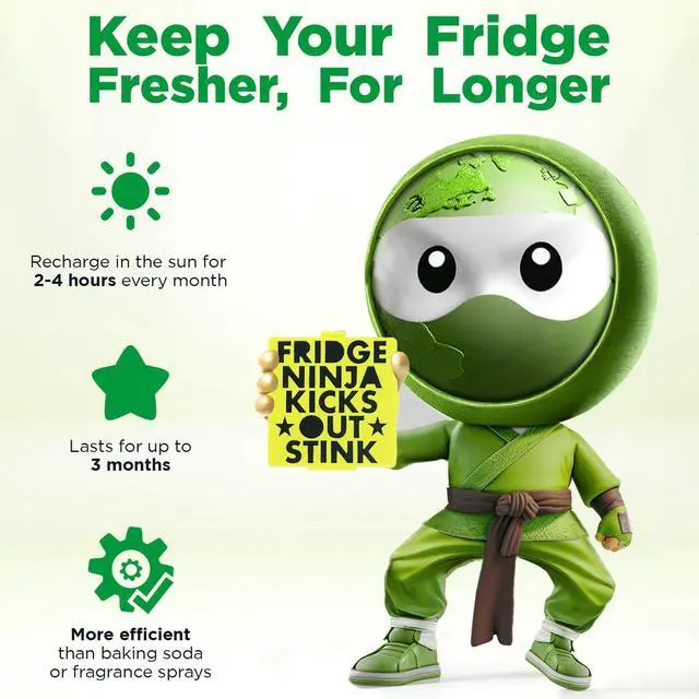 Alt view image 4 of 7 - Fridge Ninja Compact Fridge Deodorizer (2 Pack) - More Effective Than Baking Soda - Compact Size Refrigerator Deodorizer Made of Activated Carbon