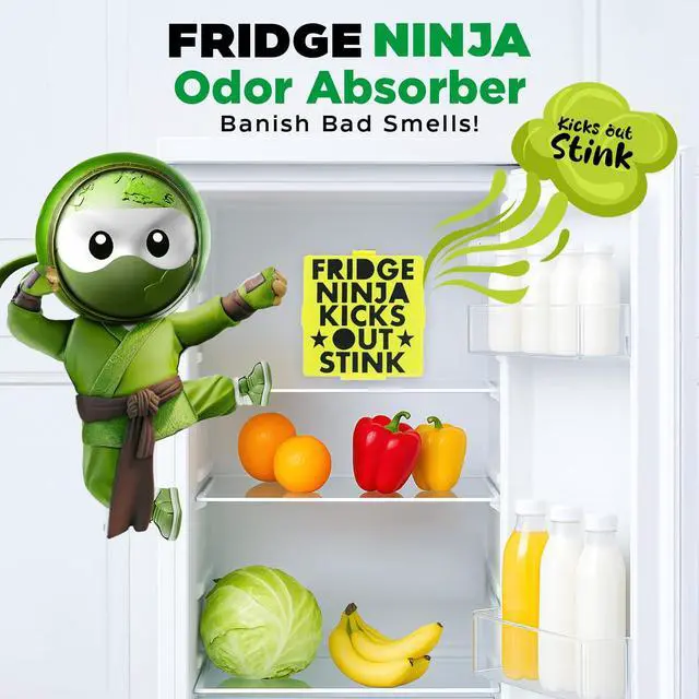 Alt view image 2 of 7 - Fridge Ninja Compact Fridge Deodorizer (2 Pack) - More Effective Than Baking Soda - Compact Size Refrigerator Deodorizer Made of Activated Carbon