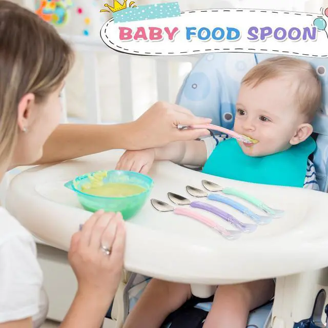 Alt view image 3 of 7 - 4 Pcs Double Head Baby Food Spoon Silicone Baby Fruit feeder Soft Feeding Food Scraper for Infants Fruit Mud Feeding (Multicolor)