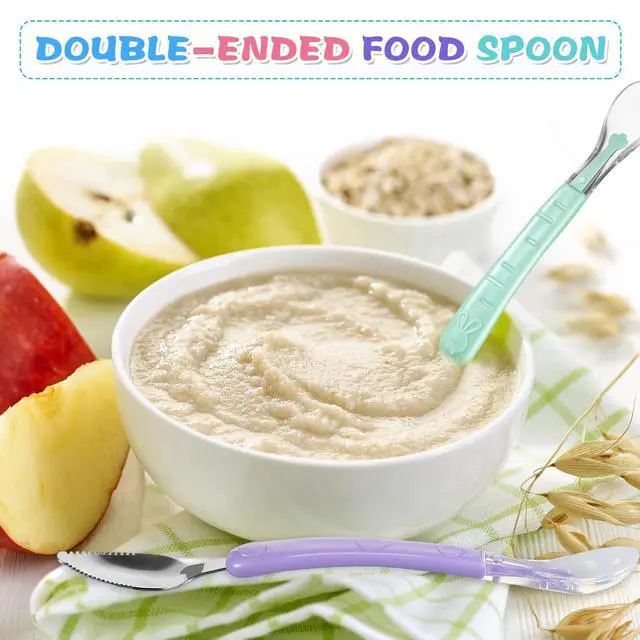 Alt view image 5 of 7 - 4 Pcs Double Head Baby Food Spoon Silicone Baby Fruit feeder Soft Feeding Food Scraper for Infants Fruit Mud Feeding (Multicolor)