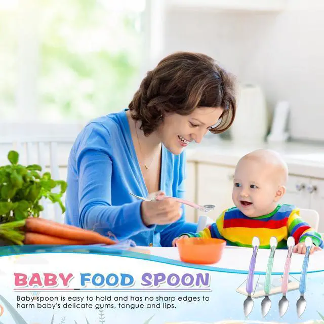 Alt view image 6 of 7 - 4 Pcs Double Head Baby Food Spoon Silicone Baby Fruit feeder Soft Feeding Food Scraper for Infants Fruit Mud Feeding (Multicolor)