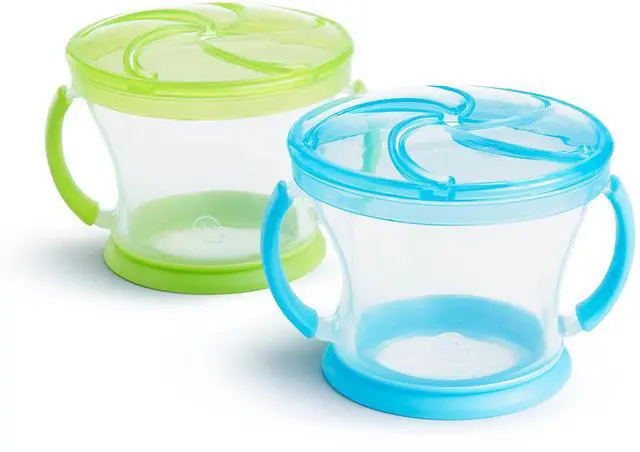 Main image of Snack Catcher Toddler Snack Cups, No Spill, 2 Pack, Blue/Green