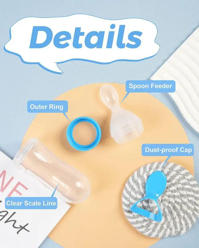 Alt view image 2 of 7 - 3 Pack Baby Food Feeder, 3 Oz Silicone Baby Feeder, 3 Colors Food Dispensing Spoon, Squeeze Spoon for Boys Girl Kids Toddlers