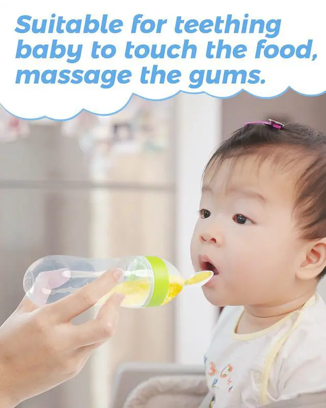 Alt view image 6 of 7 - 3 Pack Baby Food Feeder, 3 Oz Silicone Baby Feeder, 3 Colors Food Dispensing Spoon, Squeeze Spoon for Boys Girl Kids Toddlers
