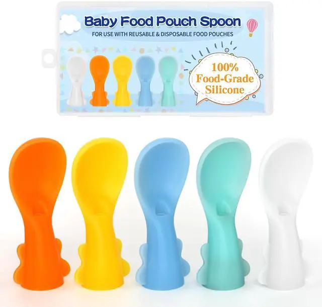 Main image of Infant Feeding Essentials & Baby Food Pouches Attachable Toppers: Seamless, Non-Drip Spoons for Baby's Diet, Compatible with Assorted Pouch Forms, Perfect for Infants 3+ Months, Pack of 5