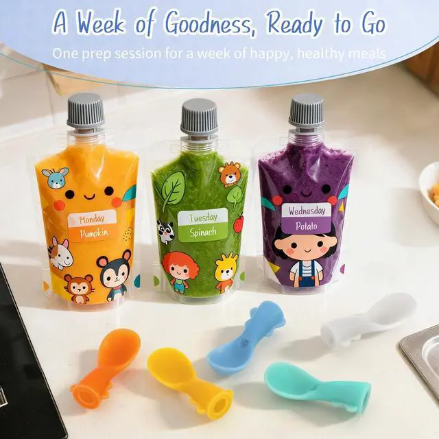 Alt view image 6 of 7 - Infant Feeding Essentials & Baby Food Pouches Attachable Toppers: Seamless, Non-Drip Spoons for Baby's Diet, Compatible with Assorted Pouch Forms, Perfect for Infants 3+ Months, Pack of 5