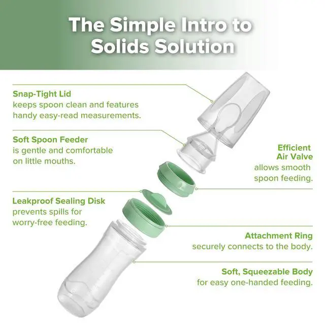 Alt view image 4 of 7 - Silicone Baby Food Dispensing Spoon Feeder 4oz - Infant Squeeze Cereal Feeder, Baby Fresh Food Feeder, Feed Bottle for Puree, Solid Baby Food, BPA Free, 4m+ Babies Pea Green