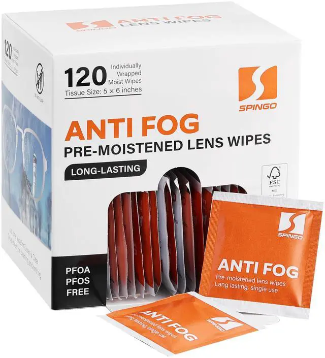 Main image of Anti Fog Wipes for Glasses, Pre-moistened Individually Wrapped Lens Wipes for Eyeglasses, Sunglasses, SKI Goggles, Face Shields (120 Count)