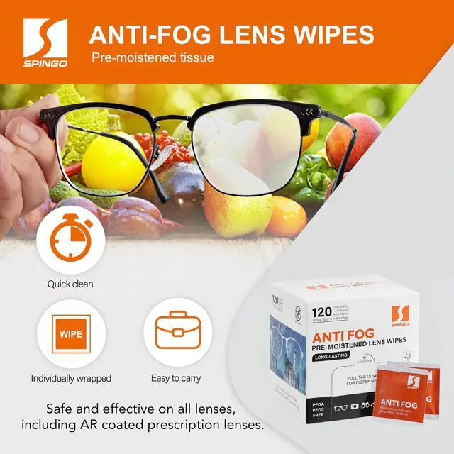 Alt view image 2 of 7 - Anti Fog Wipes for Glasses, Pre-moistened Individually Wrapped Lens Wipes for Eyeglasses, Sunglasses, SKI Goggles, Face Shields (120 Count)