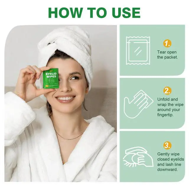 Alt view image 4 of 7 - 60PCS Tea Tree Oil Eyelid Wipes Individually Wrapped Eye Lid Cleaning WipesSoothing For Sensitive Eyes, Stay Hydrated Lid Wipe