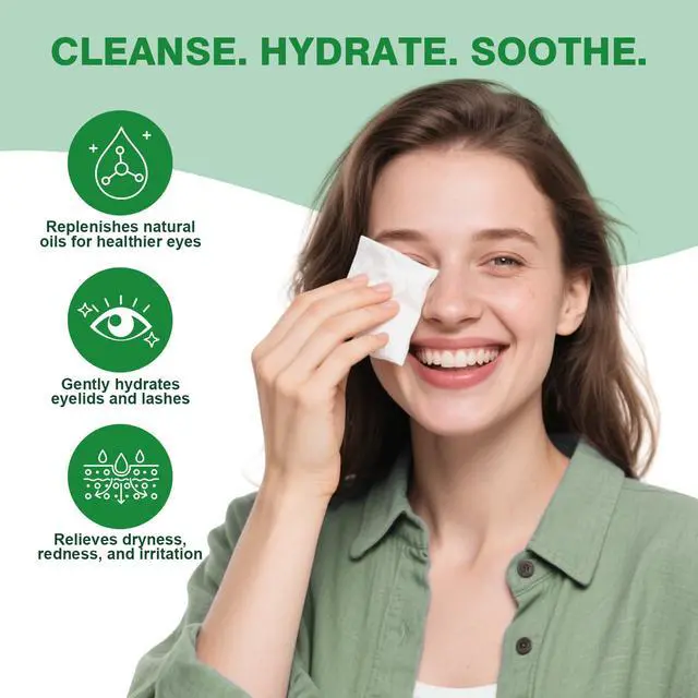 Alt view image 2 of 7 - 60PCS Tea Tree Oil Eyelid Wipes Individually Wrapped Eye Lid Cleaning WipesSoothing For Sensitive Eyes, Stay Hydrated Lid Wipe