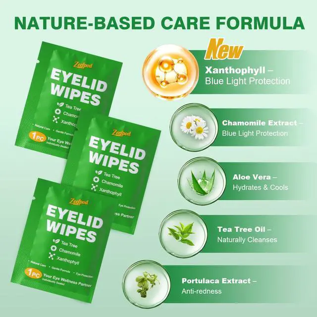 Alt view image 3 of 7 - 60PCS Tea Tree Oil Eyelid Wipes Individually Wrapped Eye Lid Cleaning WipesSoothing For Sensitive Eyes, Stay Hydrated Lid Wipe