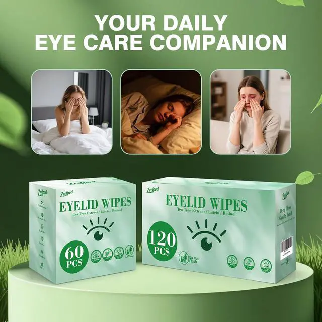 Alt view image 7 of 7 - 60PCS Tea Tree Oil Eyelid Wipes Individually Wrapped Eye Lid Cleaning WipesSoothing For Sensitive Eyes, Stay Hydrated Lid Wipe