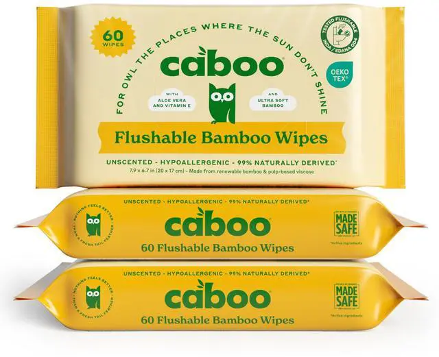 Main image of Tree Free Flushable Wipes, Certified Flushable, Septic Safe, Biodegradable, Chemical Free, Unscented Wipes for Adults made with Renewable Bamboo Based Viscose (Pack of 3, Total of 180)