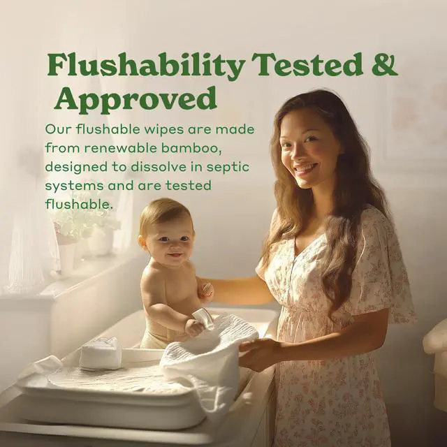 Alt view image 3 of 7 - Tree Free Flushable Wipes, Certified Flushable, Septic Safe, Biodegradable, Chemical Free, Unscented Wipes for Adults made with Renewable Bamboo Based Viscose (Pack of 3, Total of 180)
