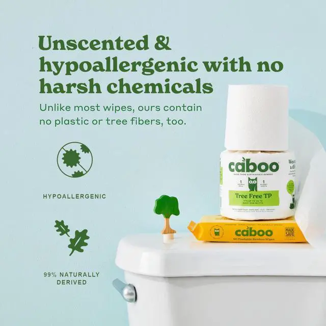 Alt view image 4 of 7 - Tree Free Flushable Wipes, Certified Flushable, Septic Safe, Biodegradable, Chemical Free, Unscented Wipes for Adults made with Renewable Bamboo Based Viscose (Pack of 3, Total of 180)