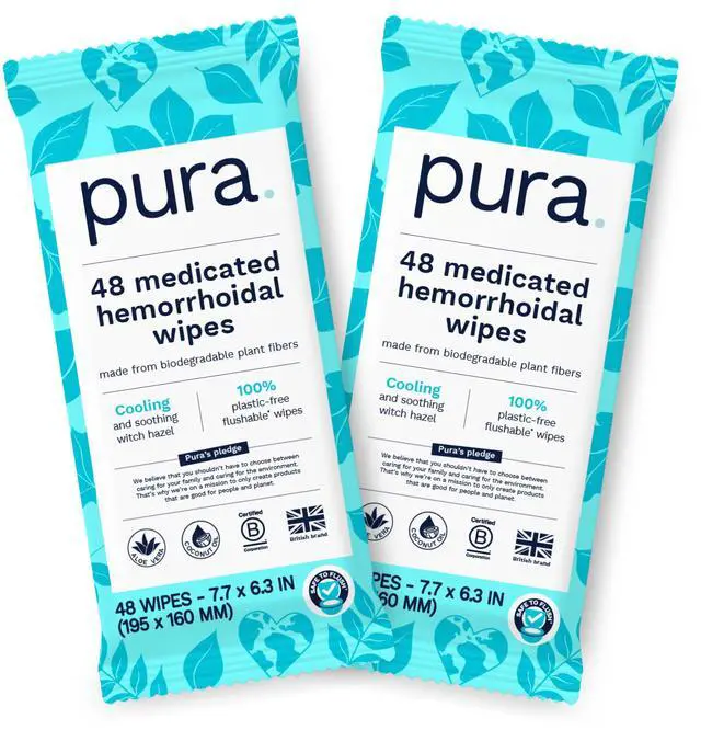 Main image of XL Flushable Medicated Wipes for Hemorrhoid Relief, Extra-Large, Fragrance-Free Wet Wipes with Witch Hazel, Coconut Oil & Aloe, Skin Soothing, 96 Wipes (2 Packs)