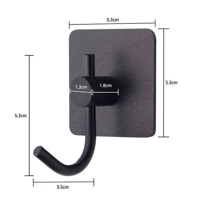 Alt view image 7 of 7 - 6 Pack Adhesive Wall Hooks, Heavy Duty Sticky Holder Aluminum Towel Hooks for Hanging Coat, Hat, Key, Clothes, Closet Hook Wall Mount for Kitchen, Bathroom, Office (Black)