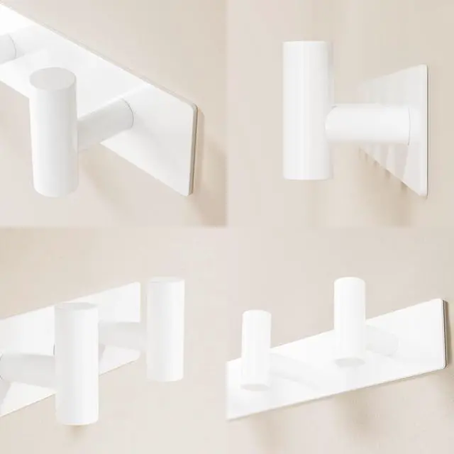 Alt view image 5 of 6 - White Wall Mounted Coat Rack 5 T-Shaped Pegs for Hats, Bags & Towels, Heavy-Duty Metal Rail for Entryway, Bathroom, Closet, Bedroom (1 Pack)