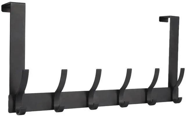 Main image of Over The Door Hooks, Door Hanger Hooks for Hanging, Towel Racks for Bathroom with 12 Coat Hook, Coat Rack College Dorm Essentials Bathroom Accessories1 Pack, Black