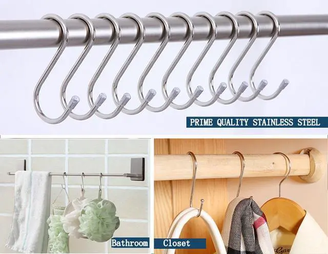 Alt view image 3 of 4 - 20 Pack 3.4" S Shaped Hooks Stainless Steel Metal Hangers Hanging Hooks for Kitchen, Work Shop, Bathroom, Garden