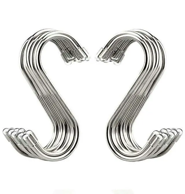 Main image of 20 Pack 3.4" S Shaped Hooks Stainless Steel Metal Hangers Hanging Hooks for Kitchen, Work Shop, Bathroom, Garden