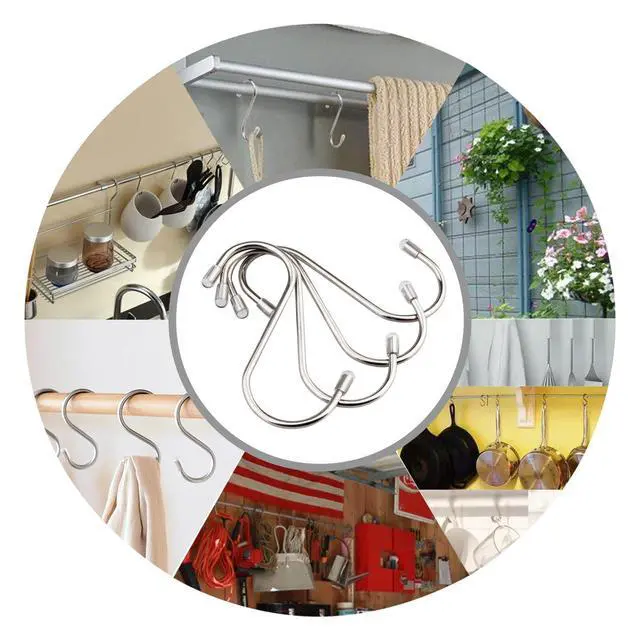 Alt view image 4 of 4 - 20 Pack 3.4" S Shaped Hooks Stainless Steel Metal Hangers Hanging Hooks for Kitchen, Work Shop, Bathroom, Garden