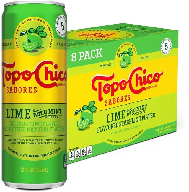Main image of Sabores Lime with Mint Extract Flavored Sparkling Water, 12 fl oz Portable Cans, 8 Pack