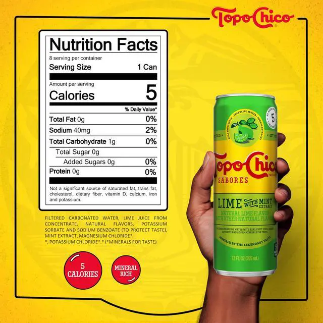 Alt view image 6 of 7 - Sabores Lime with Mint Extract Flavored Sparkling Water, 12 fl oz Portable Cans, 8 Pack