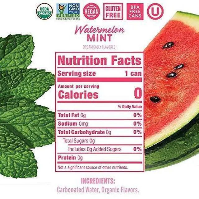 Alt view image 2 of 2 - Organic Watermelon Mint Sparkling Water 8 Pack, 12 FZ
