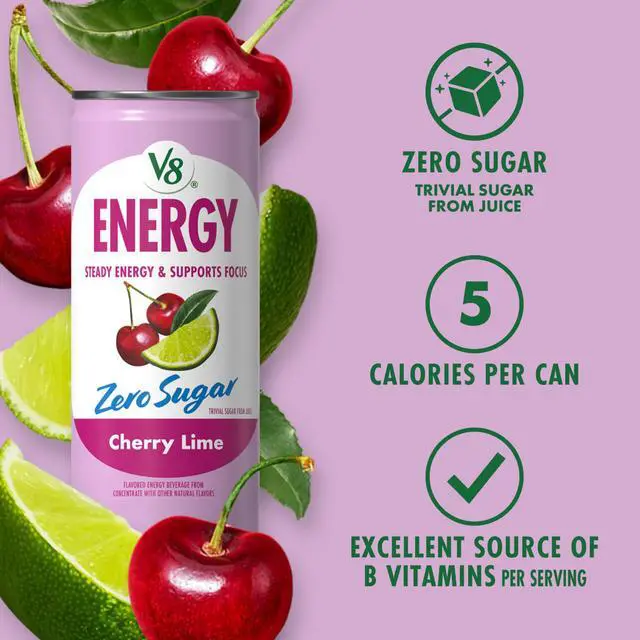 Alt view image 4 of 7 - Energy Zero Sugar Cherry Lime Energy Drink 8 fl. oz. Can (6 Pack)