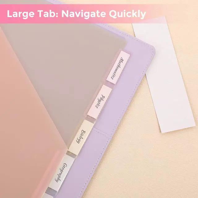 Alt view image 2 of 7 - Binder Dividers with Two Pockets, 1Set, 5 Tabs Dividers for 3 Ring Binder, Plastic Binder Dividers with Tabs for School, Office, and Home Organization,Pink