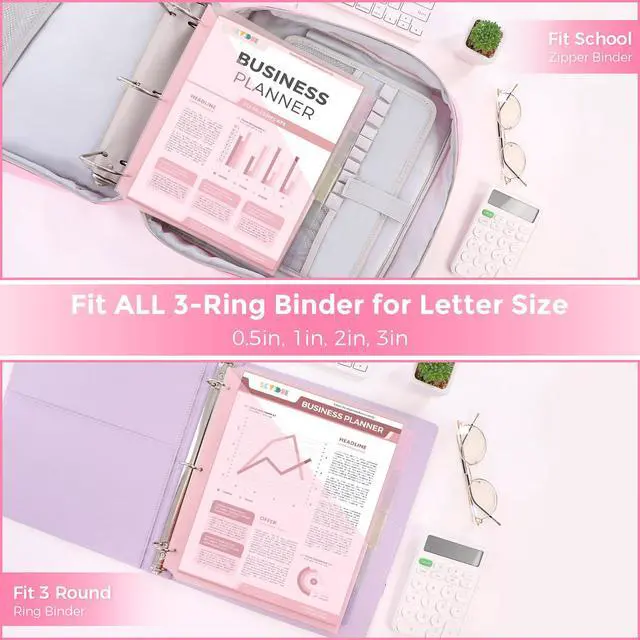 Alt view image 6 of 7 - Binder Dividers with Two Pockets, 1Set, 5 Tabs Dividers for 3 Ring Binder, Plastic Binder Dividers with Tabs for School, Office, and Home Organization,Pink