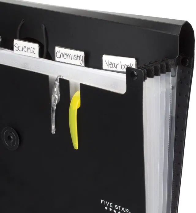 Alt view image 3 of 7 - Expanding File Organizer, 6-Pocket Accordian File Organizer, Bungee Closure, Holds 8-1/2" x 11" Paper, Black (72391)