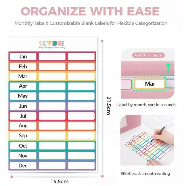 Alt view image 2 of 7 - 13-Pocket Expanding File Folder, Accordion Document Organizer with Monthly Labels, A4 & Letter Size for Tax Records, Medical Files, Receipts, Home Office Use Pink
