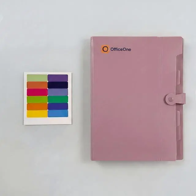 Alt view image 3 of 7 - 8-Pocket Expanding File Folder, A4 Letter Size Accordion Document Organizer with Snap Closure, Labeled Tabs & Customizable Color-Coding Stickers, Home Office School (Dusty Pink)