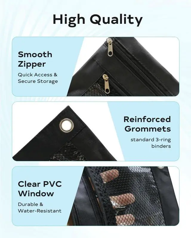 Alt view image 3 of 7 - Pencil Pouch for 3 Ring Binder - 3 Hole Zipper Pen Case Bag Holder Bulk Accessories Clear Window Aesthetic Organizer Pockets