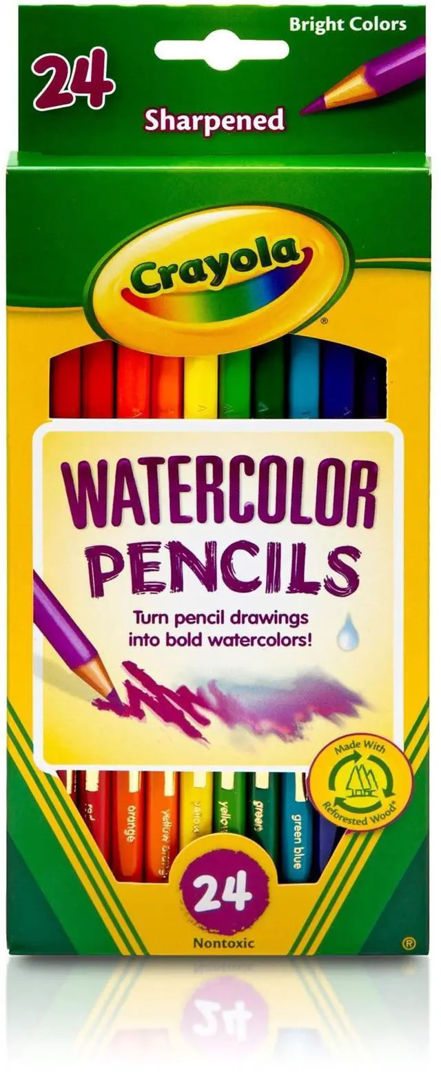 Main image of Watercolor Colored Pencils (24ct), Watercolor Paint Alternative, Watercolor Pencil Set for Kids, Art Supplies, Gift for Kids, 3+
