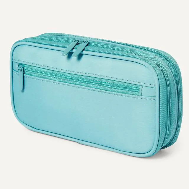 Alt view image 6 of 6 - Large Capacity Pencil Case with Durable Zipper, Multi-Compartment, Cyan Mild