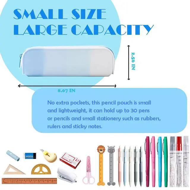 Alt view image 6 of 7 - Pencil Case,Colorful Silicone Waterproof Pencil Pouch Aesthetic Lightweight&Portable Pen Bag Stylish Small Office Supplies for Adults,Women and Men(Blue)