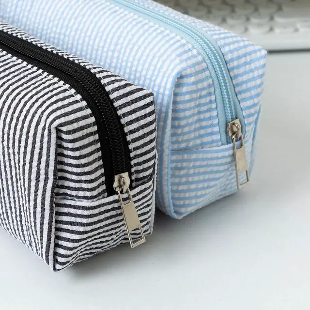 Alt view image 6 of 7 - Cute Pencil Case Capacity Pencil Pouch Aesthetic Pen Bag Office Stationery Organizer Simple Sturdy Multifunctional Cosmetic Pouch (Light blue)