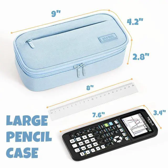 Alt view image 4 of 7 - Cute Pencil Case, Large Capacity Pencil Pouch, Big Storage Organizer for Stationery, Zipper Pen Bag, Back to School Supplies, Office Organizer Makeup Bag, for Teen Girl Boy Men Women, Blue